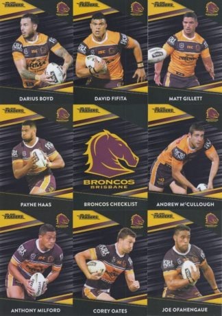 2020 NRL Traders Platinum Parallel Team Set - Brisbane Broncos