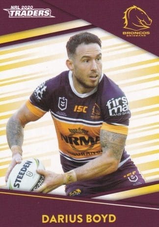 2020 NRL Traders Common Card - Base 002 Darius Boyd Brisbane Broncos