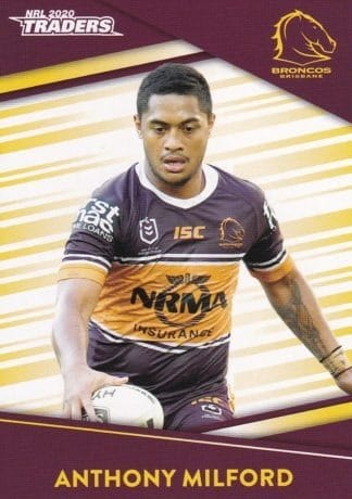 2020 NRL Traders Common Card - Base 007 Anthony Milford Brisbane Broncos