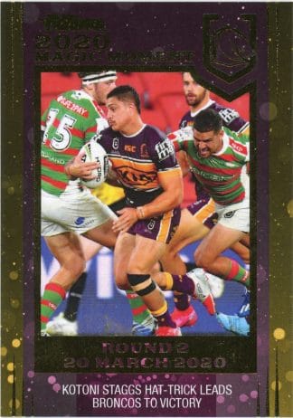 2020 NRL Traders Magic Moment - GPP01 Kotoni Staggs Brisbane Broncos