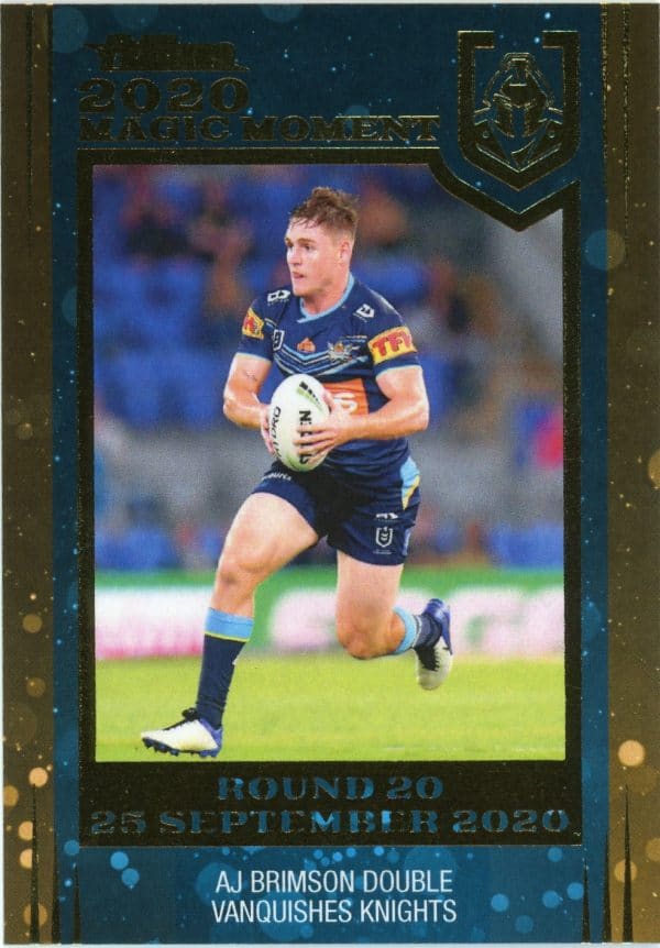 2020 NRL Traders Magic Moment - GPP05 AJ Brimson Gold Coast Titans