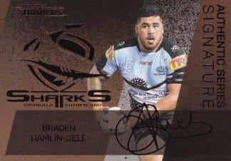 2020 NRL Traders Bronze Signature Series  - ASB04 Braden Hamlin-Uele Cronulla Sharks