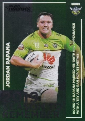 2020 NRL Traders Season To Remember - SR04 Jordan Rapana Canberra Raiders