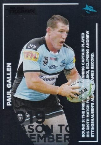 2020 NRL Traders Season To Remember - SR10 Paul Gallen Cronulla Sharks