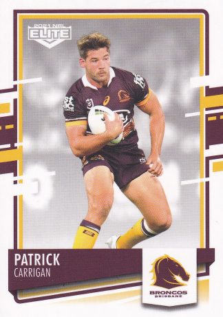 2021 NRL Elite Common Card - Base 002 Patrick Carrigan Brisbane Broncos