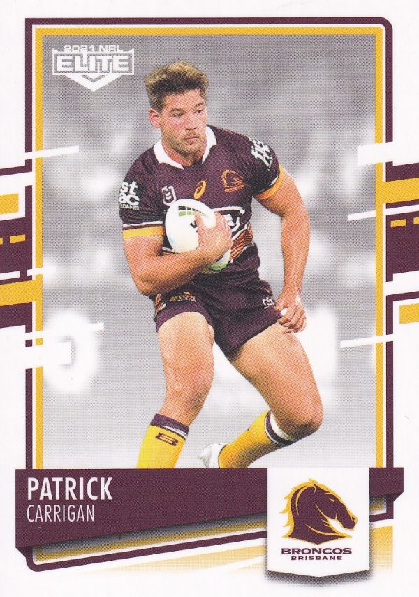 2021 NRL Elite Common Card - Base 002 Patrick Carrigan Brisbane Broncos