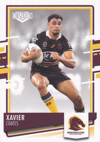 2021 NRL Elite Common Card - Base 003 Xavier Coates Brisbane Broncos