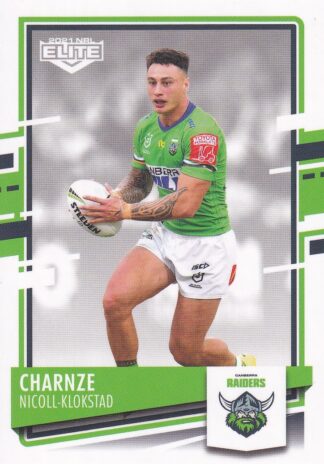 2021 NRL Elite Common Card - Base 012 Charnze Nicoll-Klokstad Canberra Raiders
