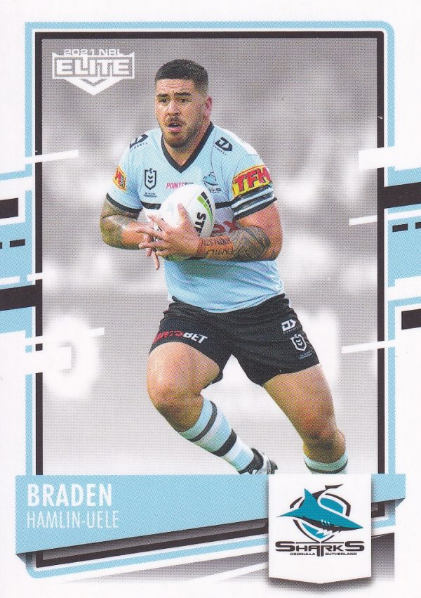 2021 NRL Elite Common Card - Base 032 Braden Hamlin-Uele Cronulla Sharks