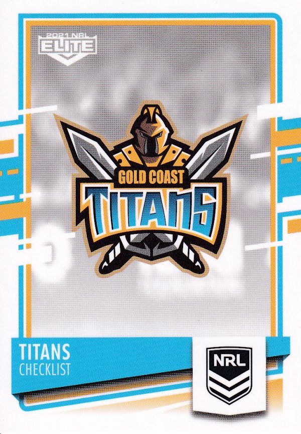 2021 NRL Elite Common Card - Base 037 Gold Coast Titans Checklist