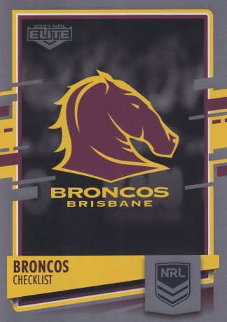 2021 NRL Elite Silver Specials - SS001 Brisbane Broncos Checklist