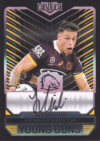 2021 NRL Elite Young Guns Signature - YGB01 Jordan Riki Brisbane Broncos