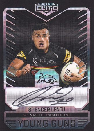 2021 NRL Elite Young Guns Signature - YGB11 Spencer Leniu Penrith Panthers