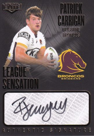 2021 NRL Elite League Sensation Signature Black - LSB01 Patrick Carrigan Brisbane Broncos