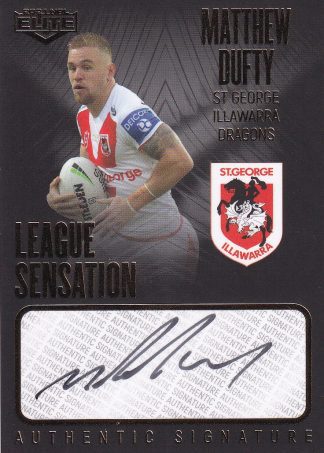2021 NRL Elite League Sensation Signature Black - LSB13 Matthew Dufty St George Dragons
