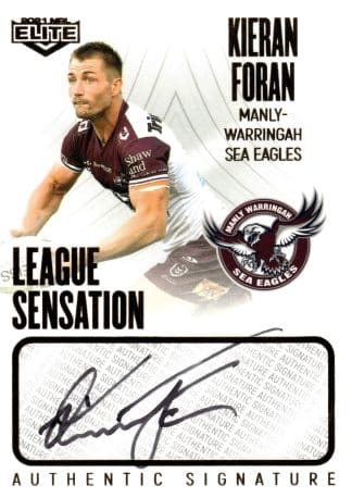 2021 NRL Elite League Sensation Signature White - LS06 Kieran Foran Manly Sea Eagles