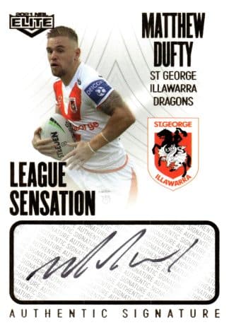 2021 NRL Elite League Sensation Signature White - LS13 Matthew Dufty St George Dragons