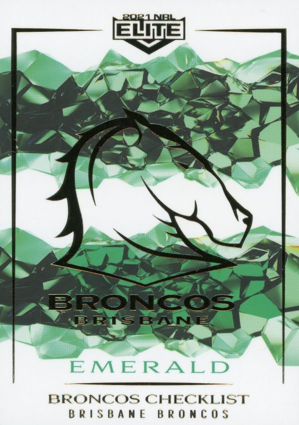 2021 NRL Elite Emerald Mojo - ME001 Brisbane Broncos Checklist