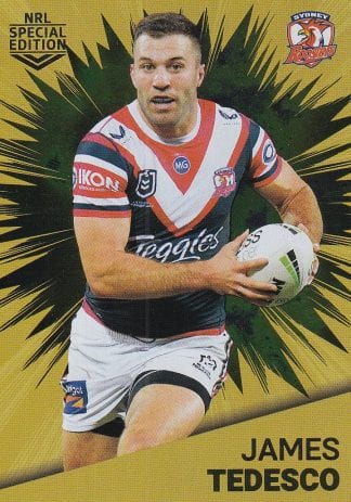 2021 NRL Rivalry Gold Card - G14 James Tedesco Sydney Roosters