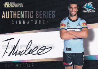 2021 NRL Traders Authentic Signature Black - ASB04 Toby Rudolf Cronulla Sharks