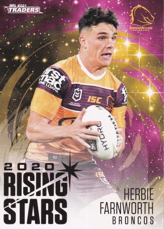 2021 NRL Traders Rising Stars - RS02 Herbie Farnworth Brisbane Broncos