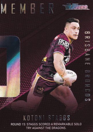 2021 NRL Traders Season To Remember - SR03 Kotoni Staggs Brisbane Broncos