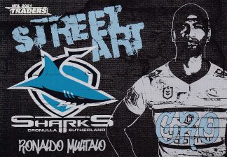 2021 NRL Traders Street Art Black - SAB04 Ronaldo Mulitalo Cronulla Sharks