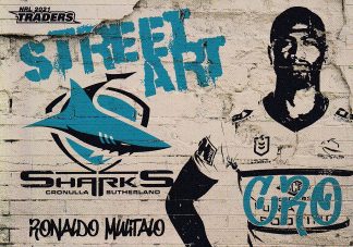 2021 NRL Traders Street Art White - SAW04 Ronaldo Mulitalo Cronulla Sharks