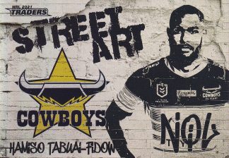 2021 NRL Traders Street Art White - SAW09 Hamiso Tabuai-Fidow North QLD Cowboys