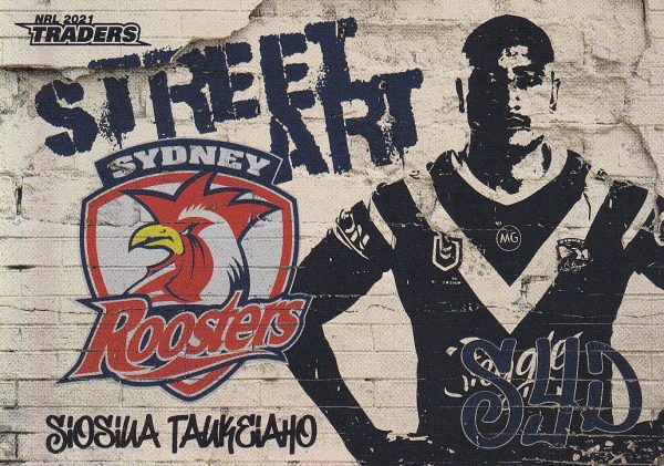2021 NRL Traders Street Art White - SAW14 Siosuia Taukeiaho Sydney Roosters