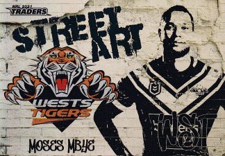 2021 NRL Traders Street Art White - SAW16 Moses Mbye Wests Tigers