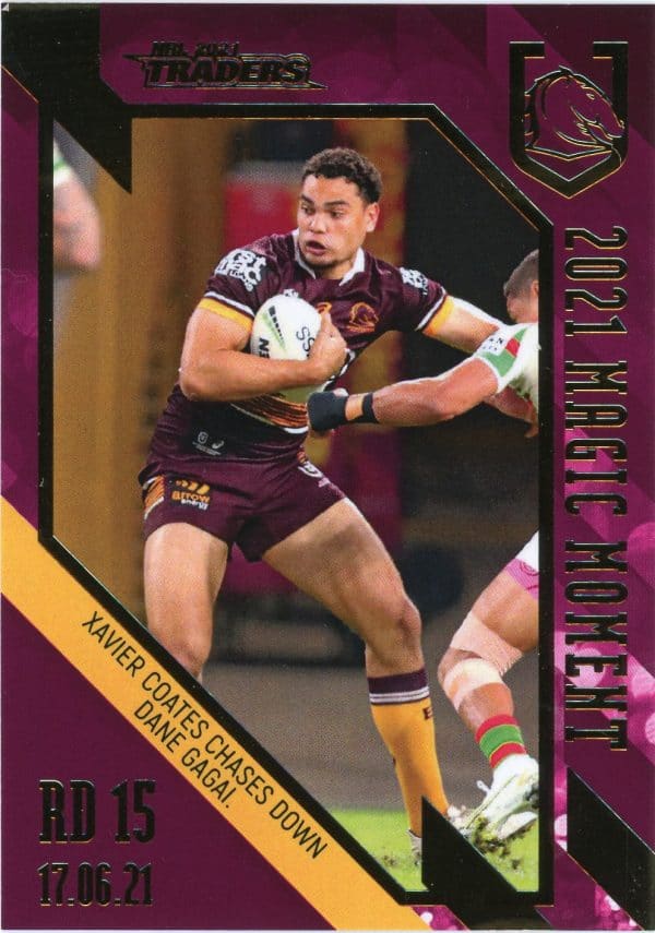 2021 NRL Traders Magic Moment - GPP01 Xavier Coates Brisbane Broncos