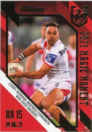 2021 NRL Traders Magic Moment - GPP13 Corey Norman St George Dragons