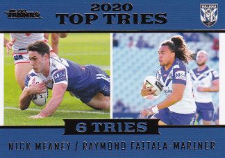 2021 NRL Traders Top Tries - TT03 Meaney, Faitala-Mariner Canterbury Bulldogs