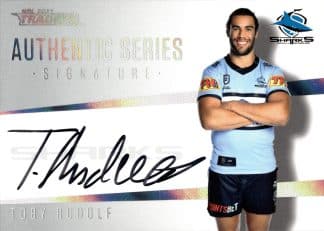 2021 NRL Traders Authentic Signature White - ASW04 Toby Rudolf Cronulla Sharks