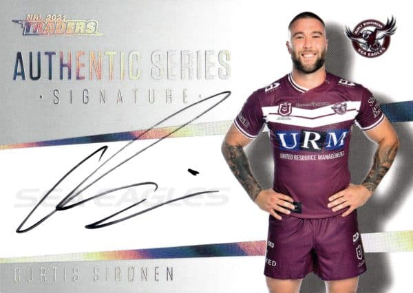 2021 NRL Traders Authentic Signature White - ASW06 Curtis Sironen Manly Sea Eagles