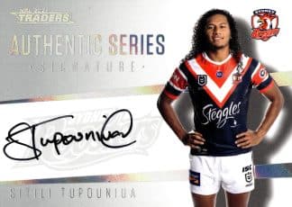 2021 NRL Traders Authentic Signature White - ASW14 Sitili Tupouniua Sydney Roosters