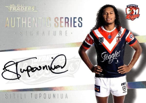 2021 NRL Traders Authentic Signature White - ASW14 Sitili Tupouniua Sydney Roosters