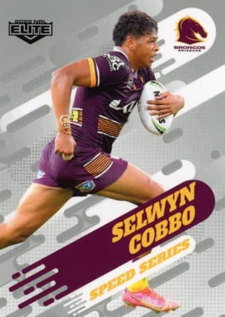 2022 NRL Elite Speed Series Album Card - SSA01 Selwyn Cobbo Brisbane Broncos