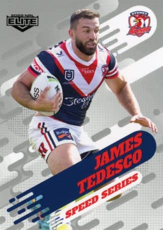 2022 NRL Elite Speed Series Album Card - SSA14 James Tedesco Sydney Roosters