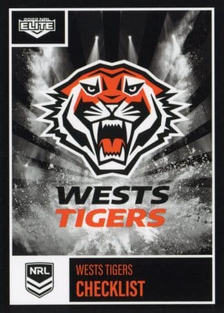 2022 NRL Elite Common Card - Base 136 Wests Tigers Checklist