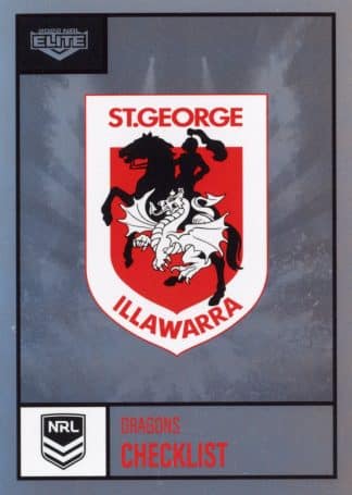 2022 NRL Elite Silver Specials - SS109 St George Illawarra Dragons Checklist