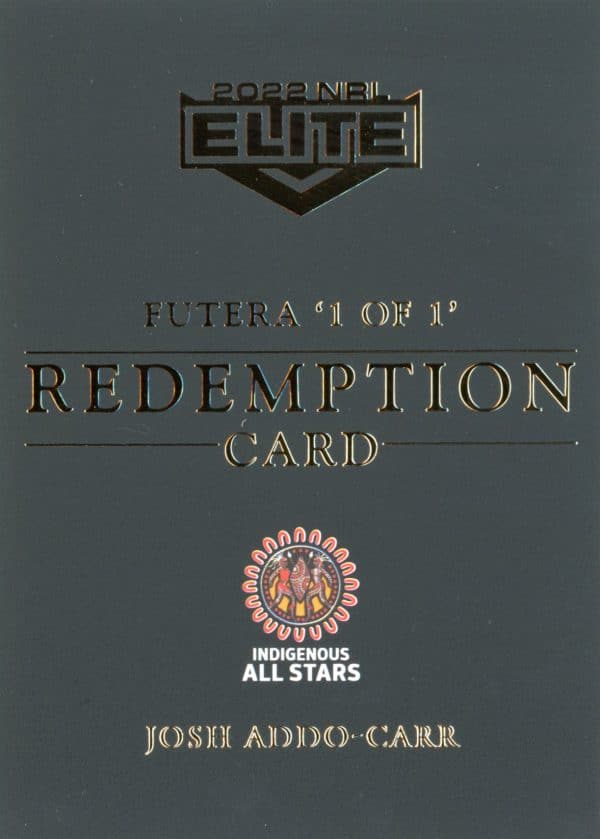 2022 NRL Elite Futera 1 Of 1 - F1 Josh Addo-Carr Indigenous All-Star