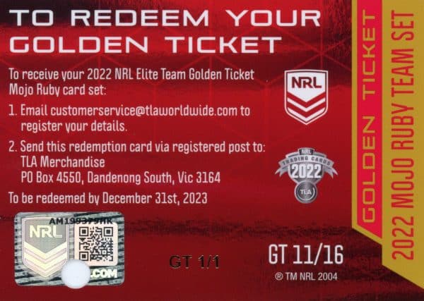 2022 NRL Elite Golden Ticket - GT11 Penrith Panthers - Image 5