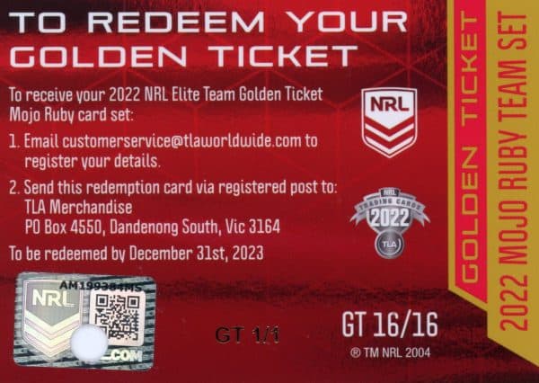 2022 NRL Elite Golden Ticket - GT16 Wests Tigers - Image 5