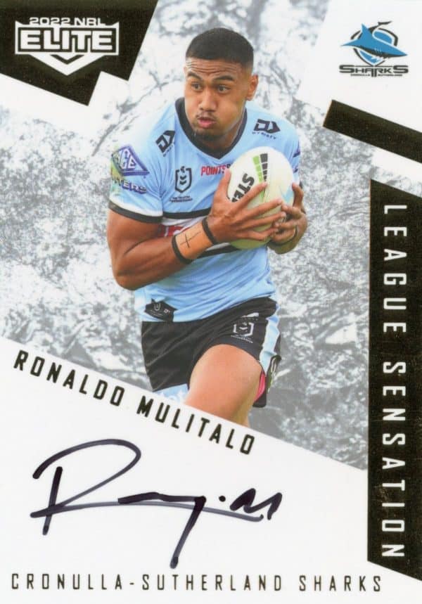 2022 NRL Elite League Sensations White - LS04 Ronaldo Mulitalo Cronulla Sharks