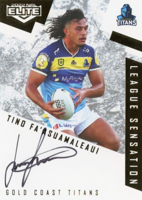 2022 NRL Elite League Sensations White - LS05 Tino Fa'asuamaleuai Gold Coast Titans