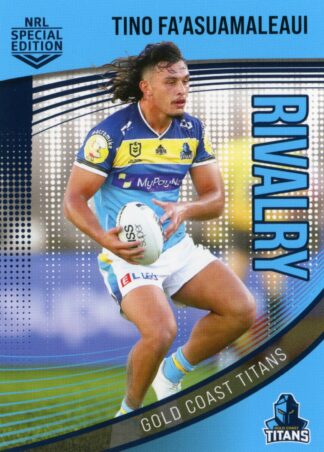 2022 NRL Rivalry Common Card - Base 14 Tino Fa'asuamaleaui Gold Coast Titans