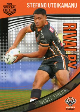 2022 NRL Rivalry Common Card - Base 48 Stefano Utoikamanu Wests Tigers