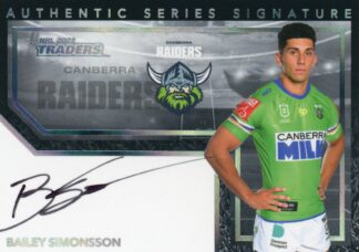 2022 NRL Traders Authentic Signature Black - ASB02 Bailey Simonsson Canberra Raiders